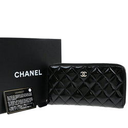 Chanel Cc Logo Matelasse Zipper Around