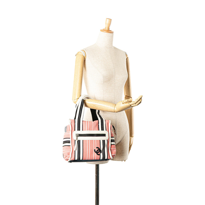 Chanel Cc Stripe Pink Canvas Fabric