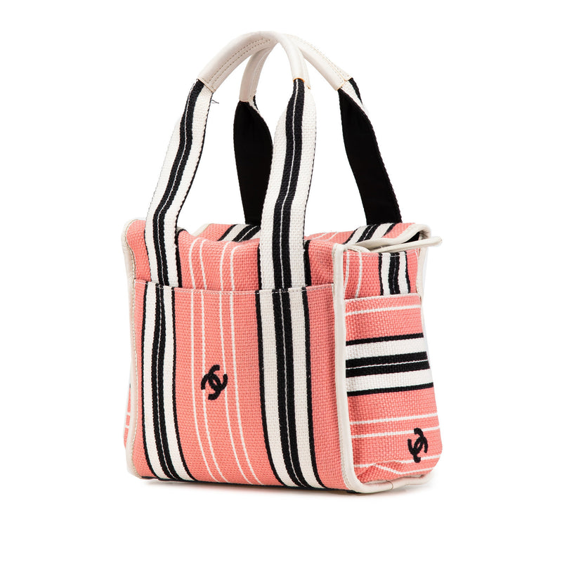 Chanel Cc Stripe Pink Canvas Fabric