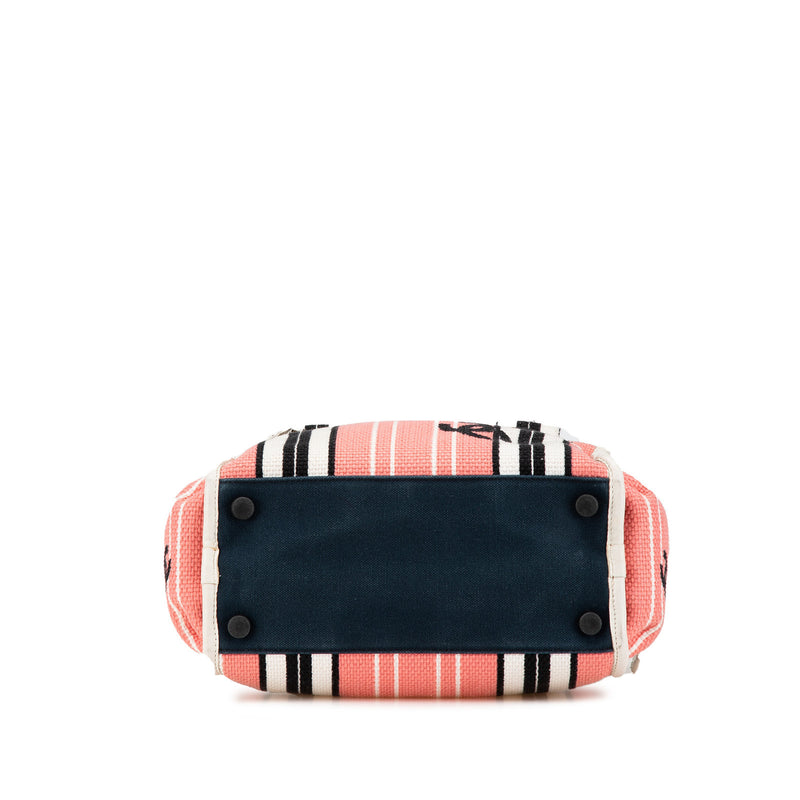 Chanel Cc Stripe Pink Canvas Fabric
