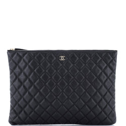 Chanel O Case Clutch Quilted Caviar