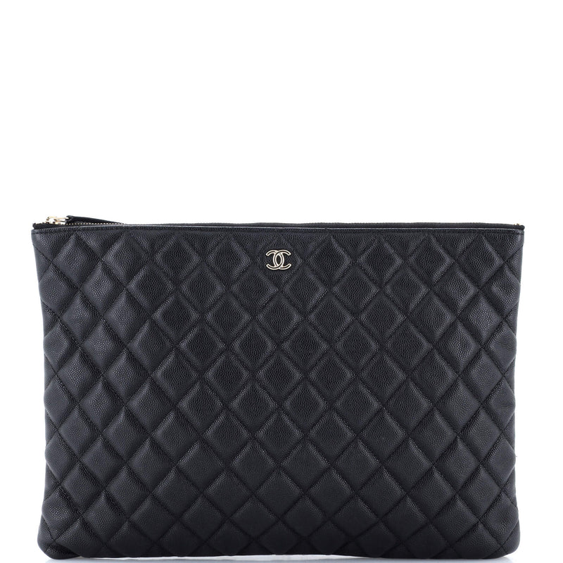 Chanel O Case Clutch Quilted Caviar