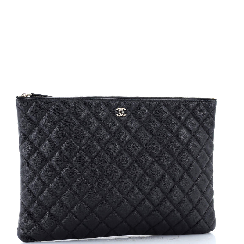 Chanel O Case Clutch Quilted Caviar