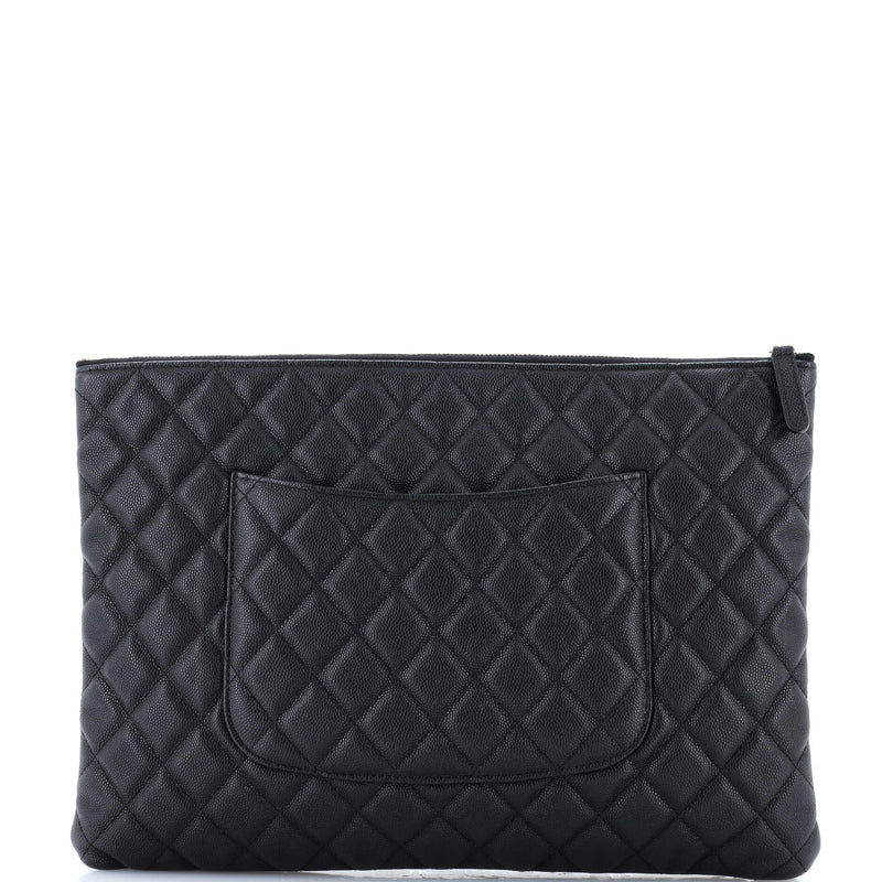 Chanel O Case Clutch Quilted Caviar
