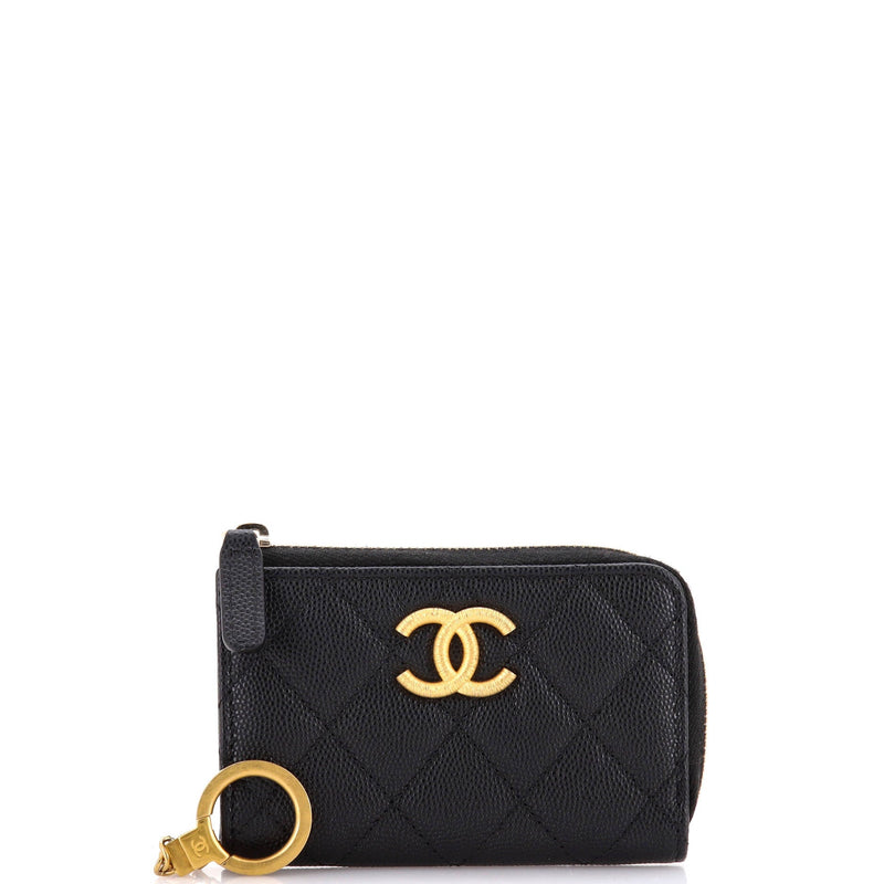 Chanel Textured Cc Zipped Key Holder