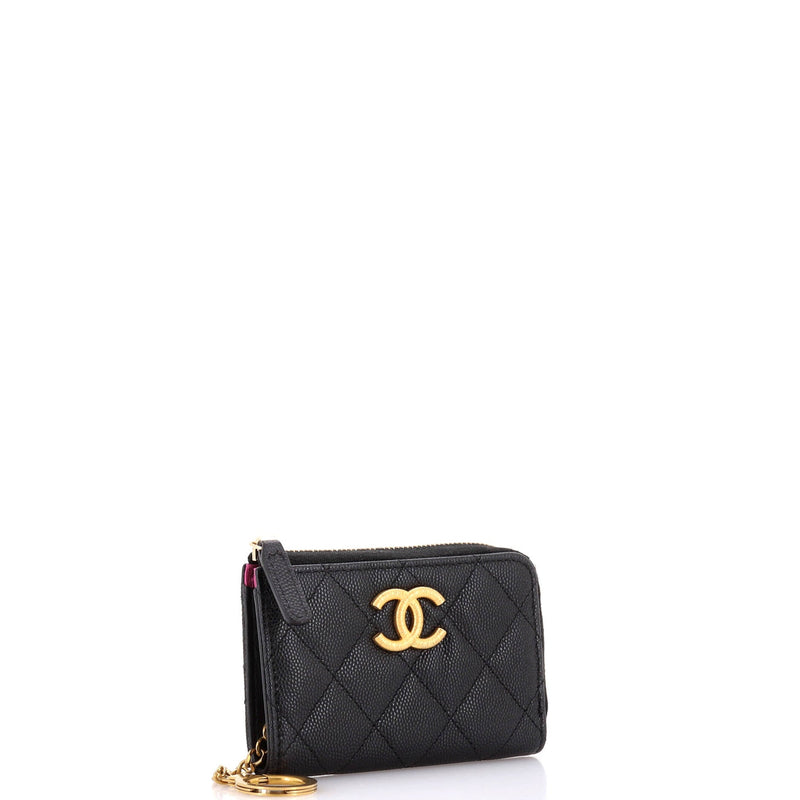 Chanel Textured Cc Zipped Key Holder