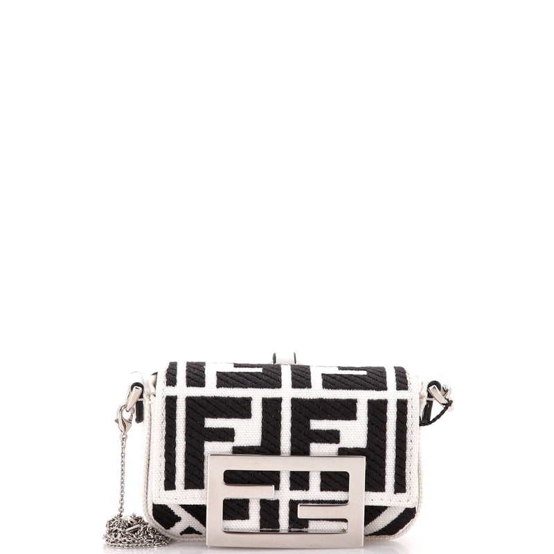 Fendi Chain Baguette Charm Bag Zucca