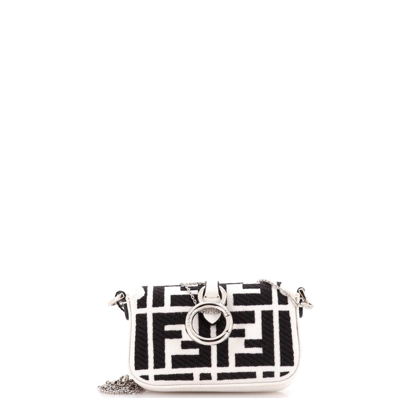 Fendi Chain Baguette Charm Bag Zucca