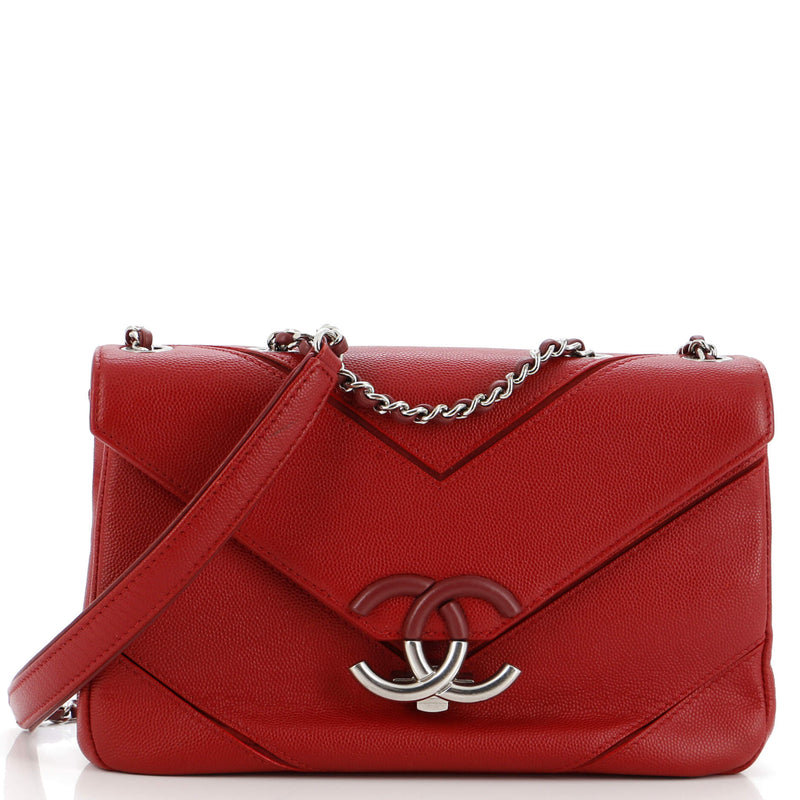 Chanel Macro Flap Bag Chevron Caviar