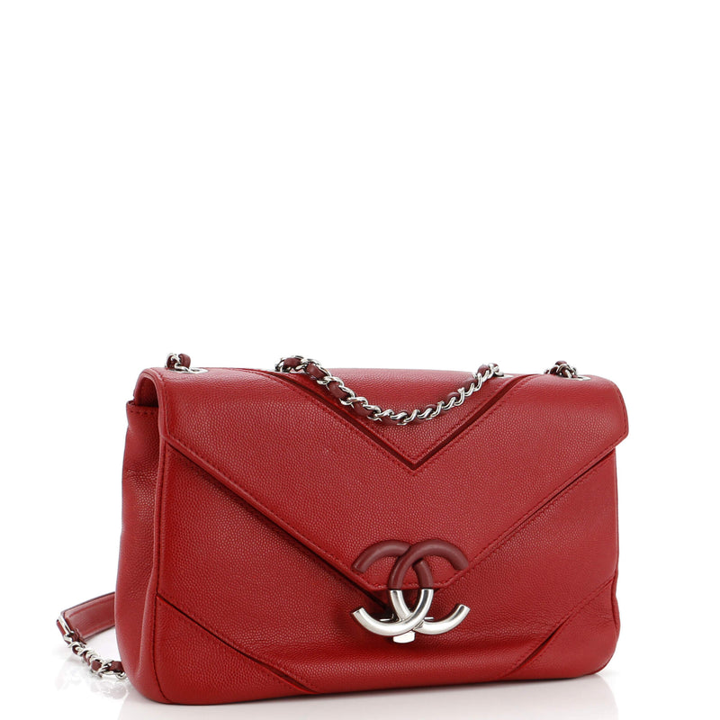 Chanel Macro Flap Bag Chevron Caviar