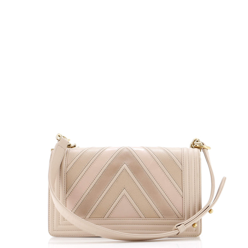 Chanel Boy Flap Bag Chevron Caviar And