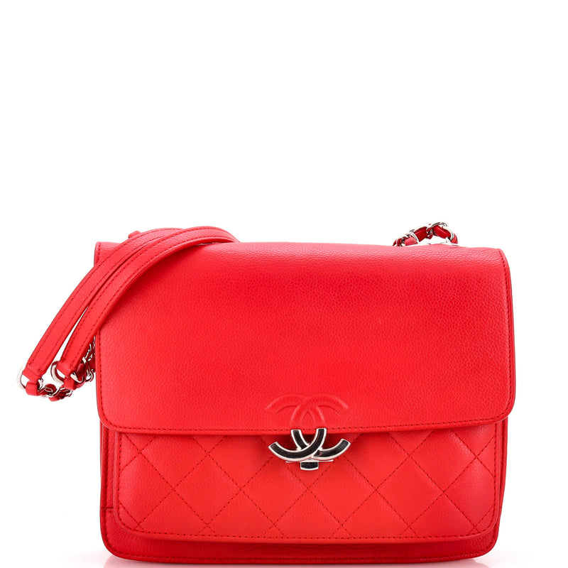 Chanel Cc Box Flap Bag Quilted Caviar