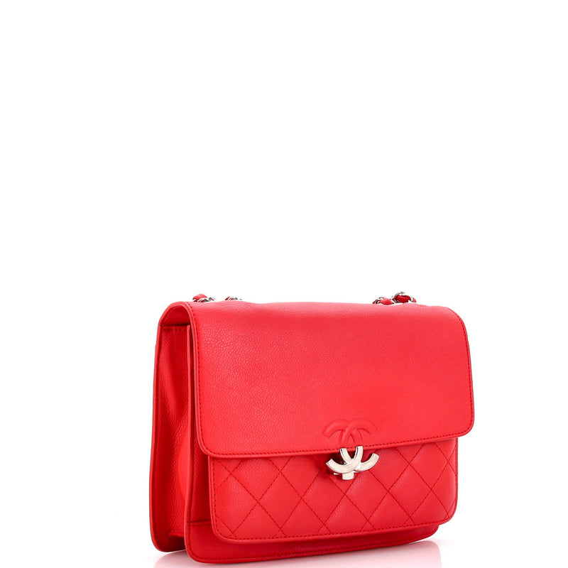 Chanel Cc Box Flap Bag Quilted Caviar
