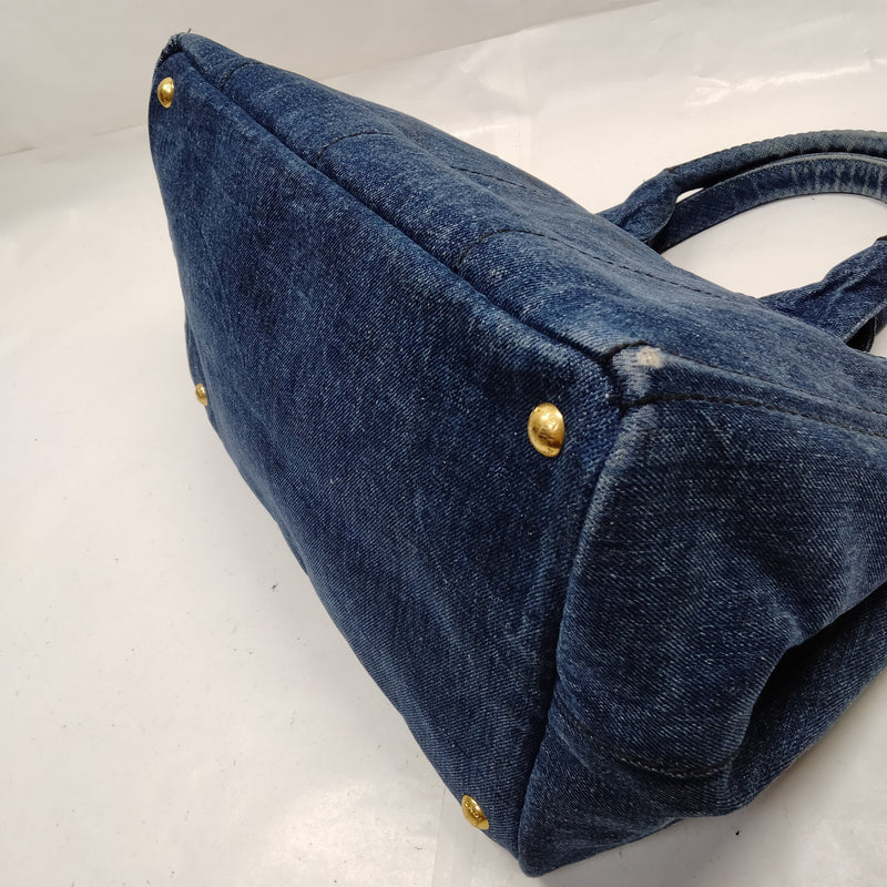 Prada Tote Bag Navy Blue Denim