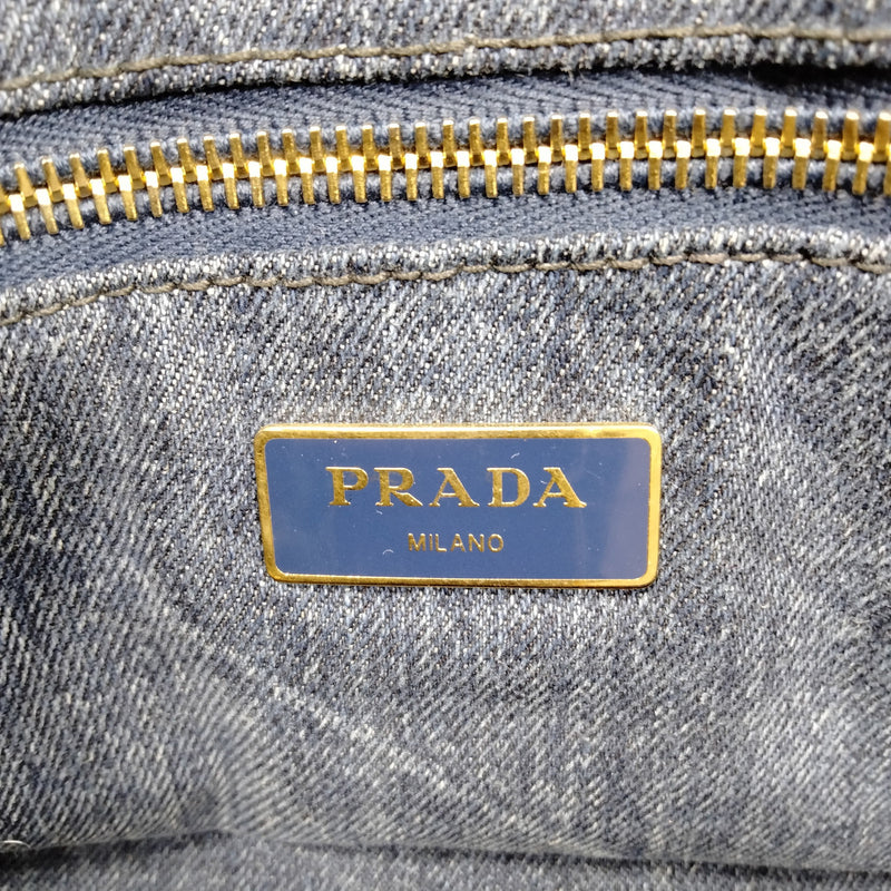 Prada Tote Bag Navy Blue Denim