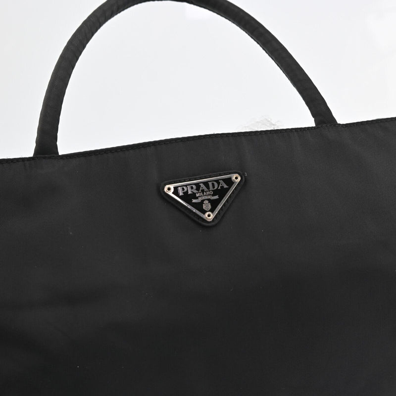 Prada Nylon Leather Hand Tote Bag