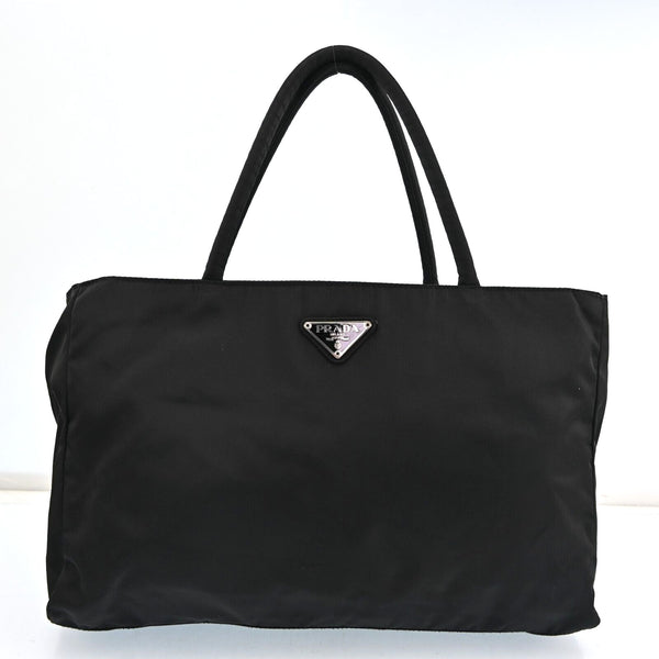 Prada Nylon Leather Hand Tote Bag