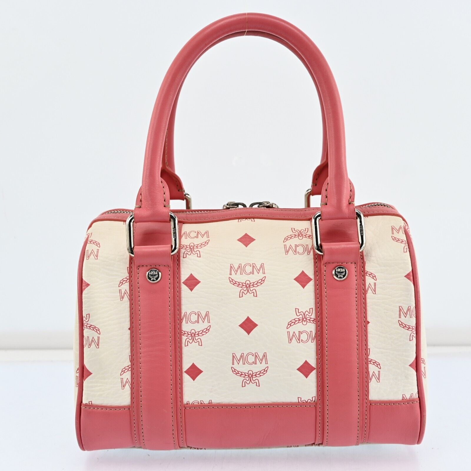 Mcm Visetos Mini Boston Bag Pink
