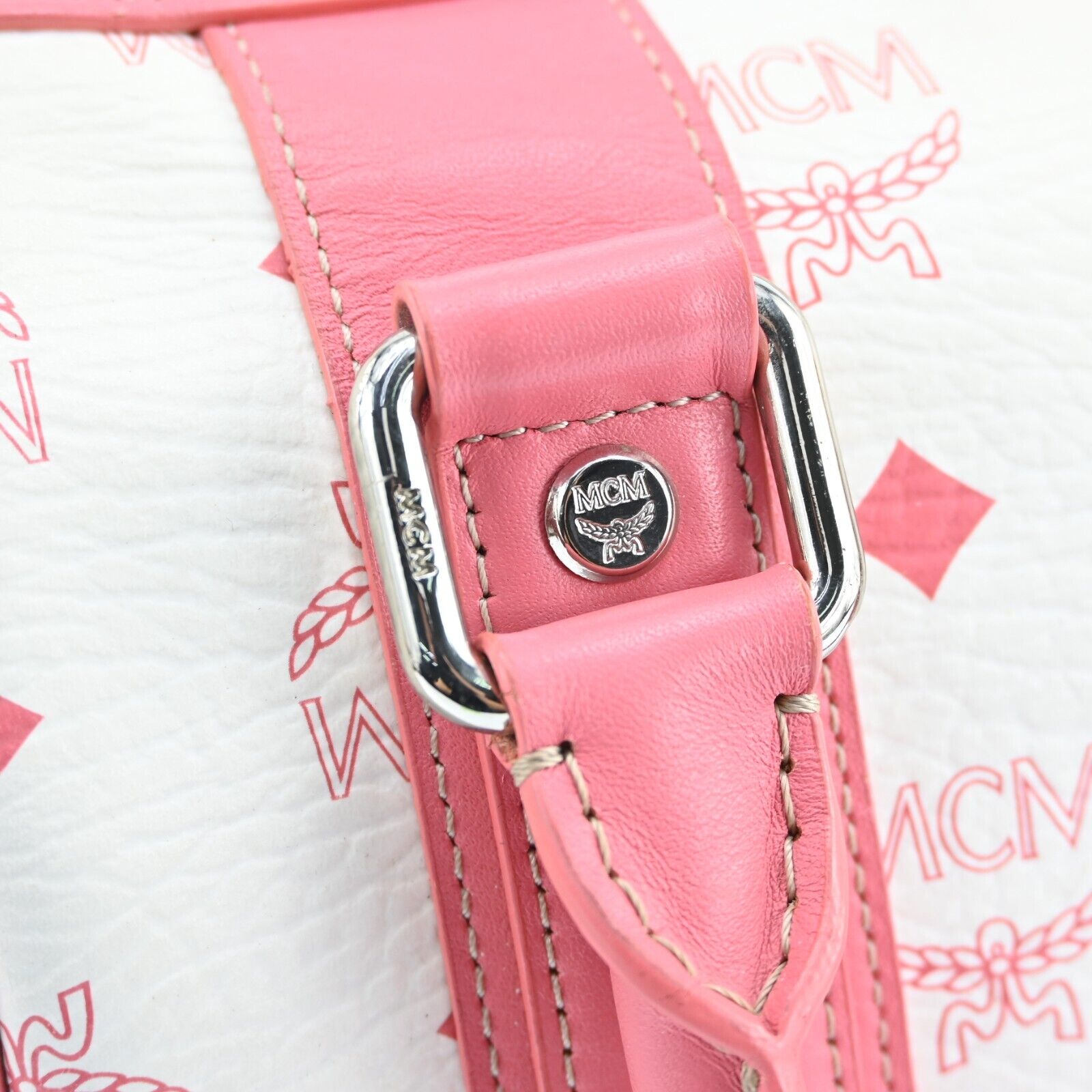 Mcm Visetos Mini Boston Bag Pink