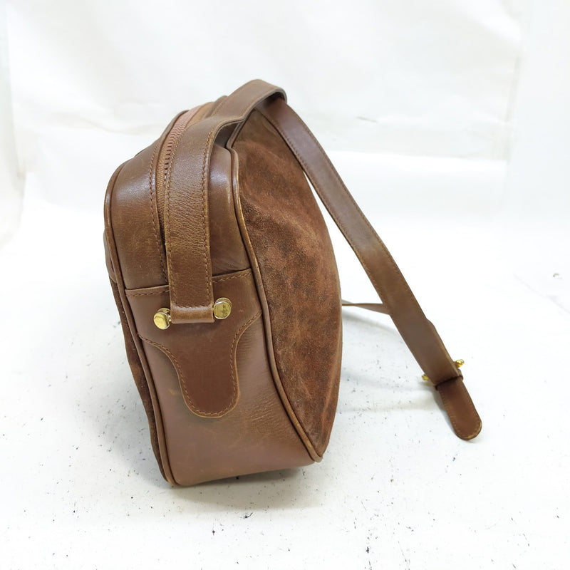 Celine Shoulder Bag Brown Suede Leather