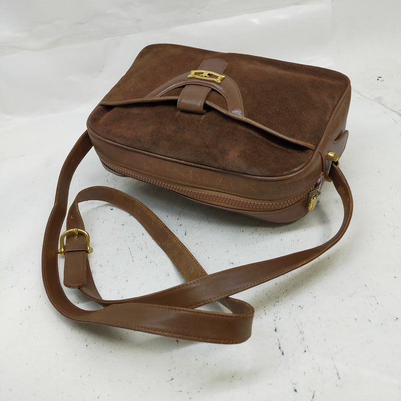 Celine Shoulder Bag Brown Suede Leather