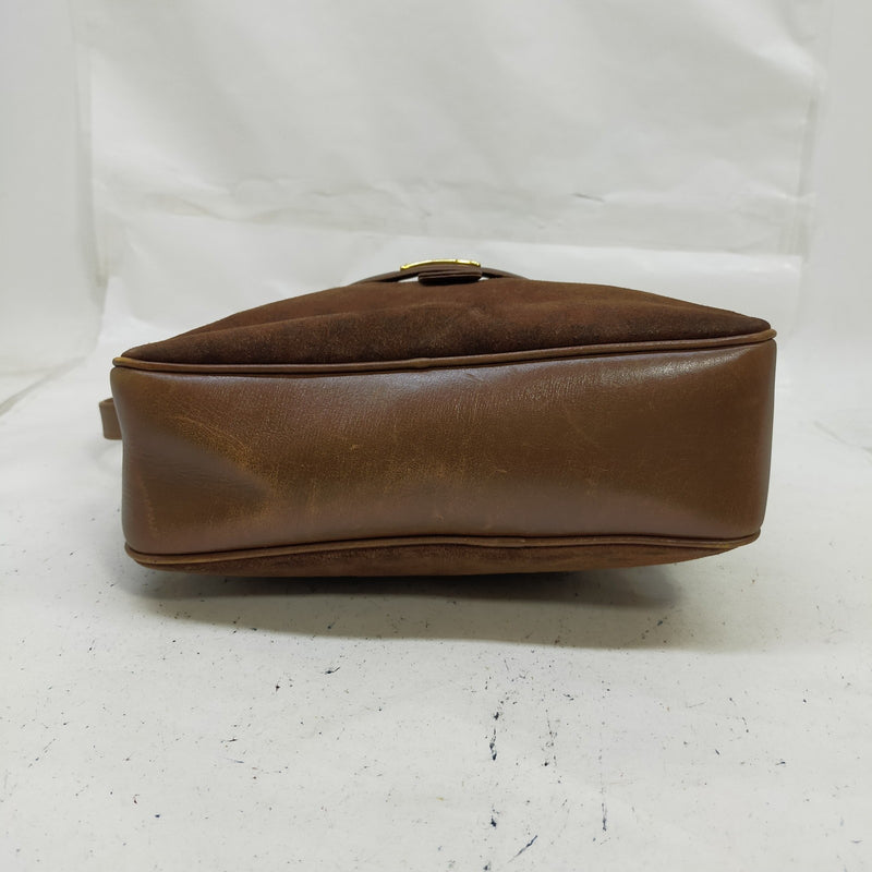 Celine Shoulder Bag Brown Suede Leather