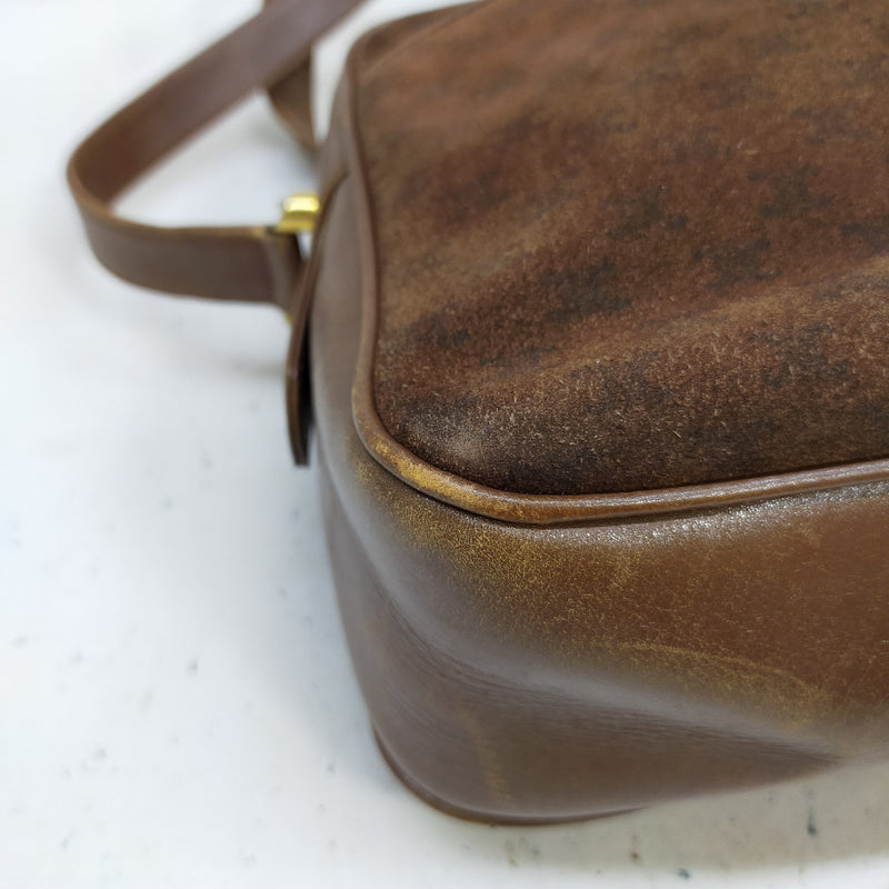 Celine Shoulder Bag Brown Suede Leather