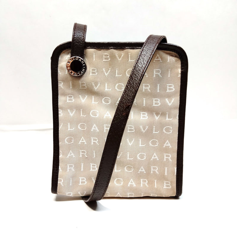 Bvlgari Shoulder Bag Beige Canvas