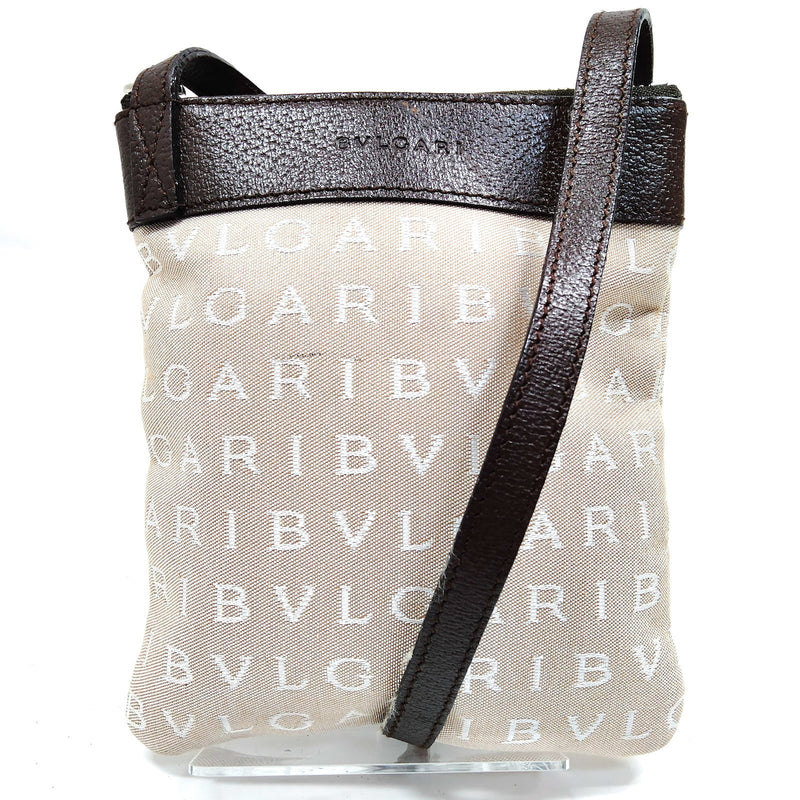Bvlgari Shoulder Bag Beige Canvas