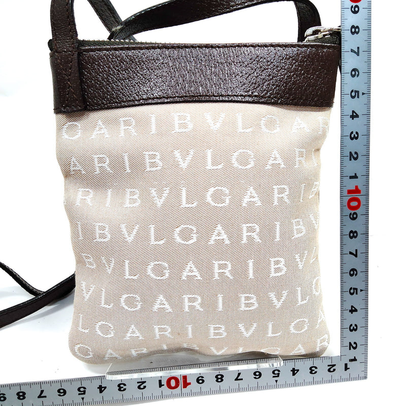 Bvlgari Shoulder Bag Beige Canvas