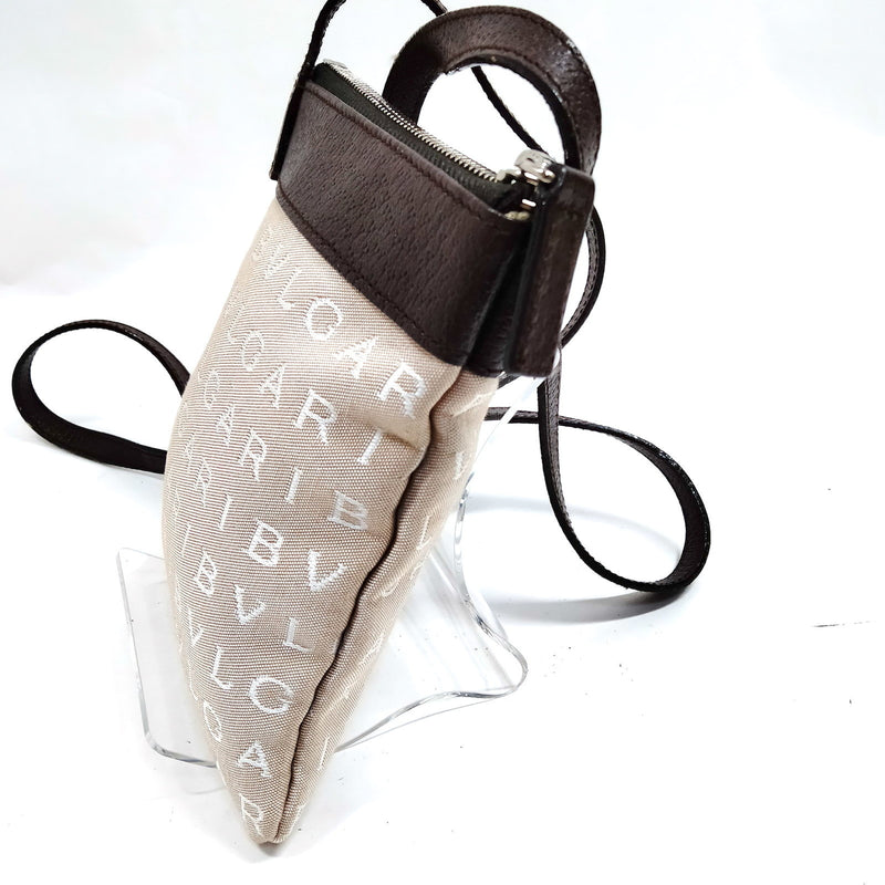 Bvlgari Shoulder Bag Beige Canvas