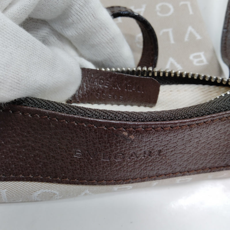 Bvlgari Shoulder Bag Beige Canvas