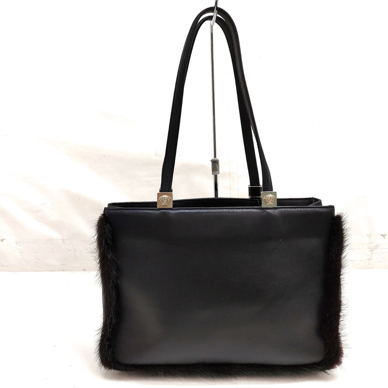 Versace Tote Bag Black Leather