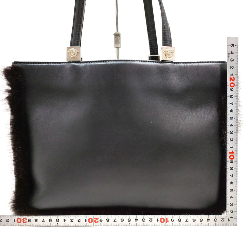 Versace Tote Bag Black Leather
