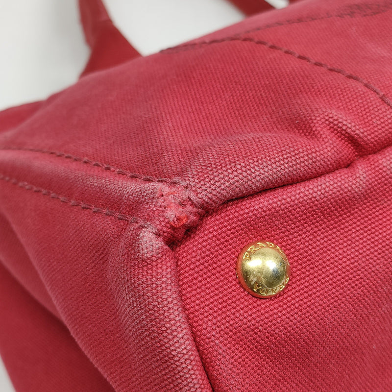 Prada Tote Bag Red Canvas