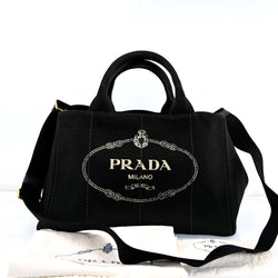 Prada Logos Canapa Canvas Hand Bag