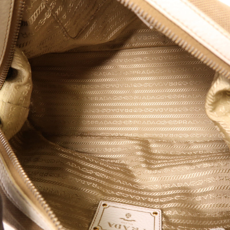Prada Ghw Tote Bag Canvas Brown White