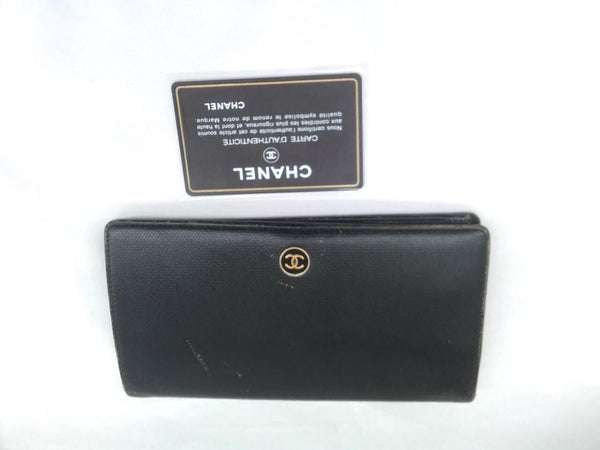 Chanel Purse Long Wallet Black Bi-