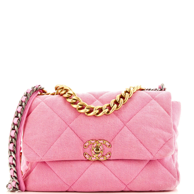 Chanel 19 Flap Bag Quilted Denim Large