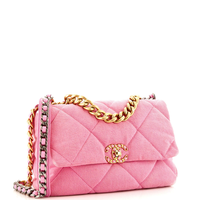Chanel 19 Flap Bag Quilted Denim Large
