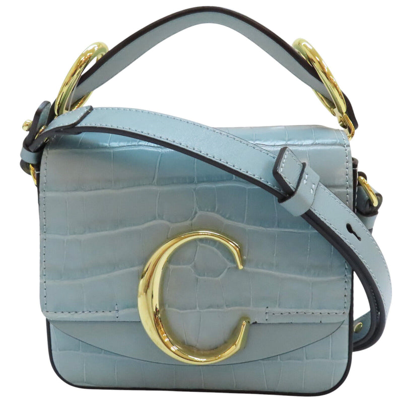 Chole C Shoulder Bag Calfskin Blue