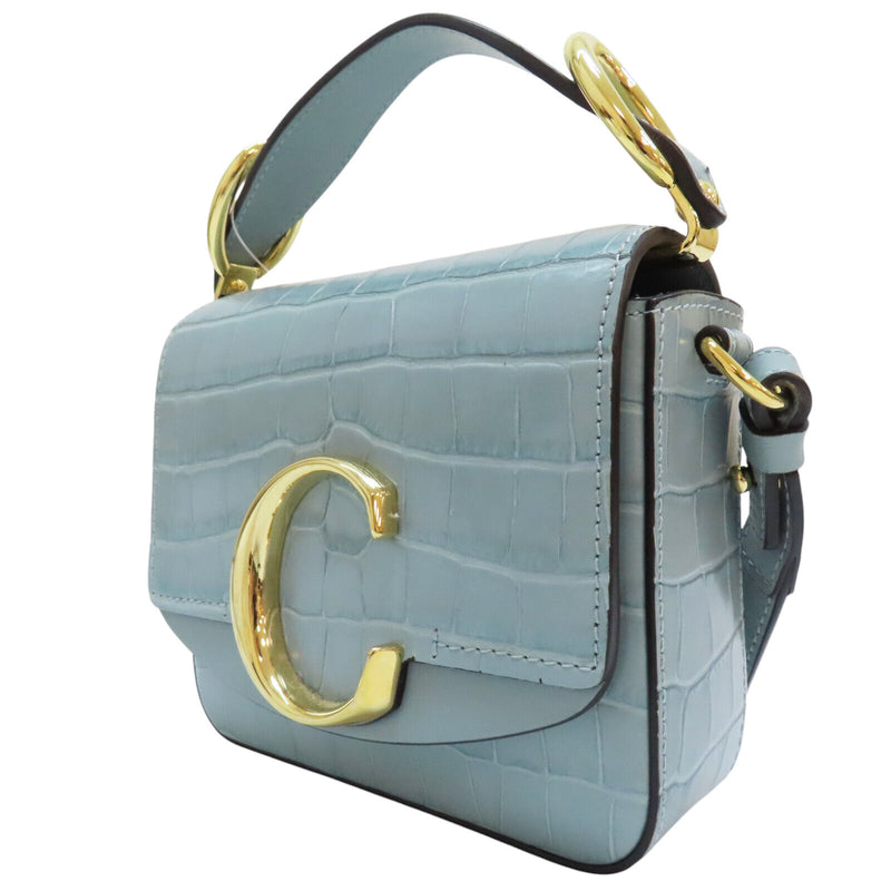 Chole C Shoulder Bag Calfskin Blue