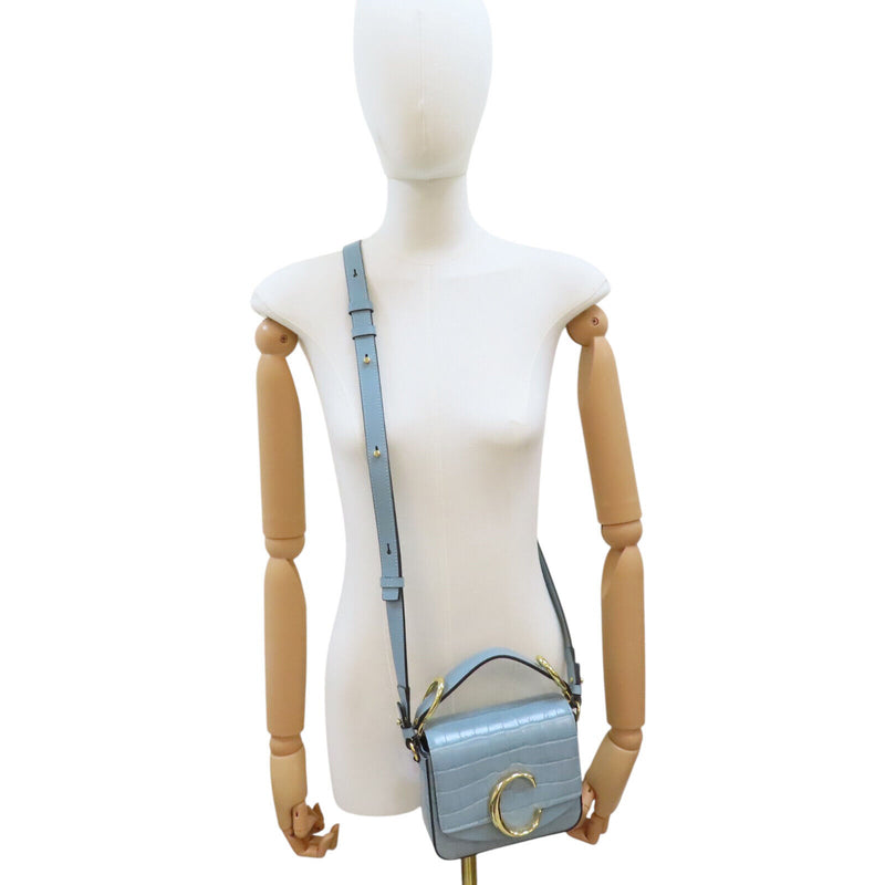 Chole C Shoulder Bag Calfskin Blue