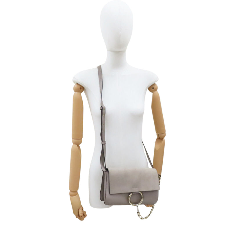 Chloe Faye Shoulder Bag Suede Grey