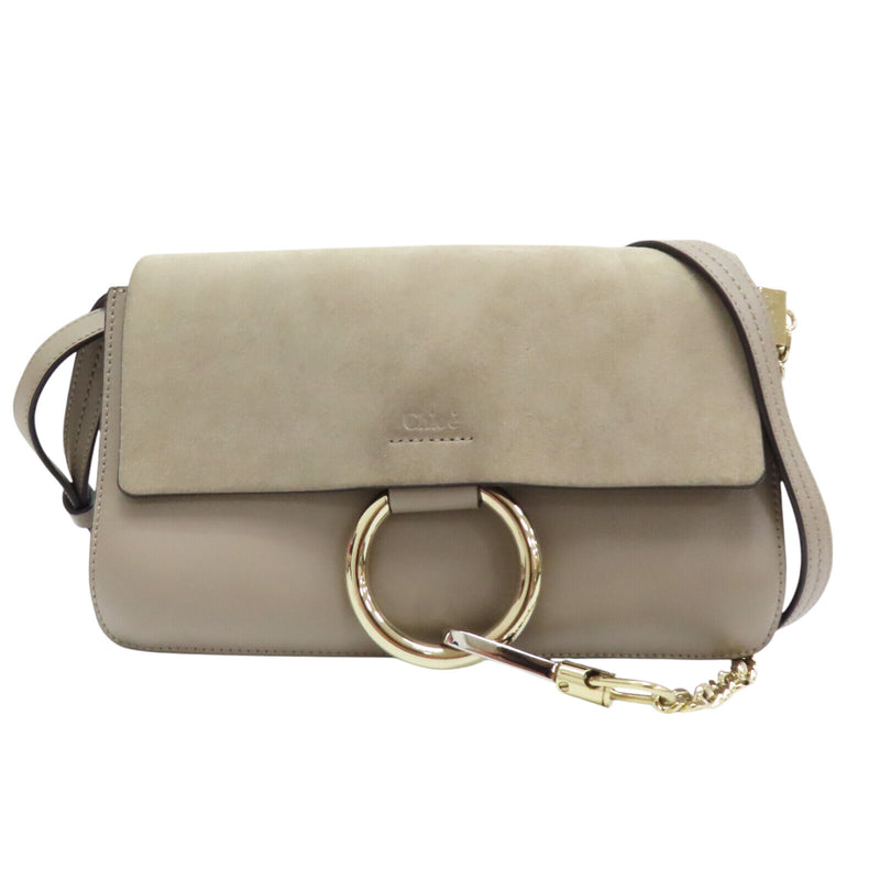 Chloe Faye Shoulder Bag Suede Grey