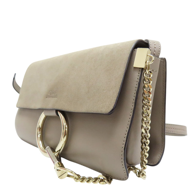 Chloe Faye Shoulder Bag Suede Grey