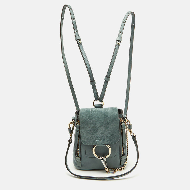 Chloe Light Blue Leather And Suede Mini