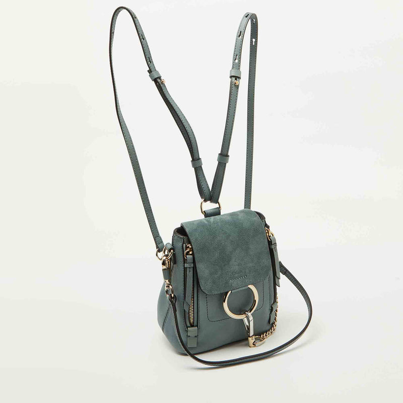 Chloe Light Blue Leather And Suede Mini