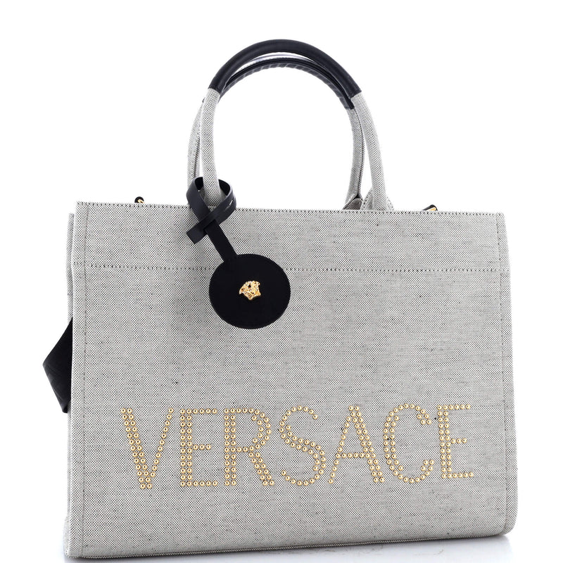 Versace La Medusa Tote Studded Canvas