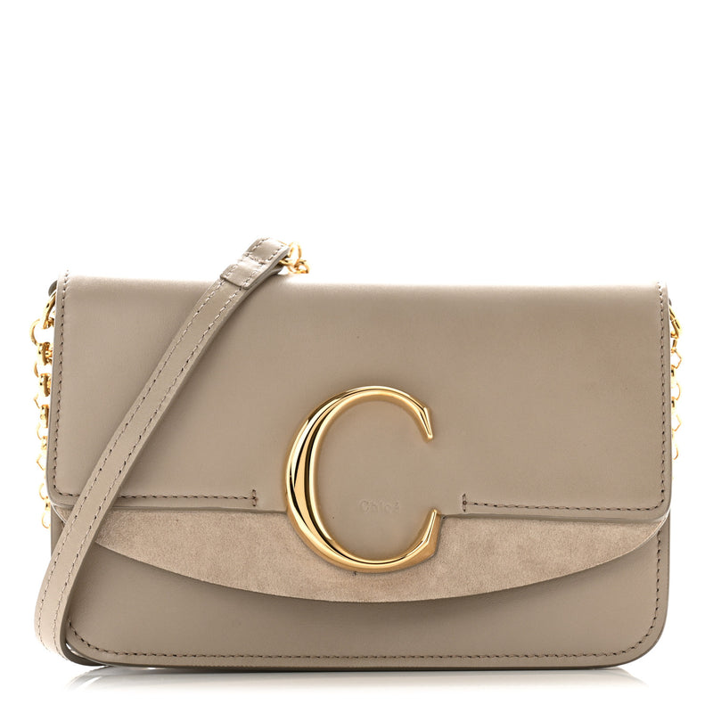 Chloe Calfskin Suede C Clutch With Chain